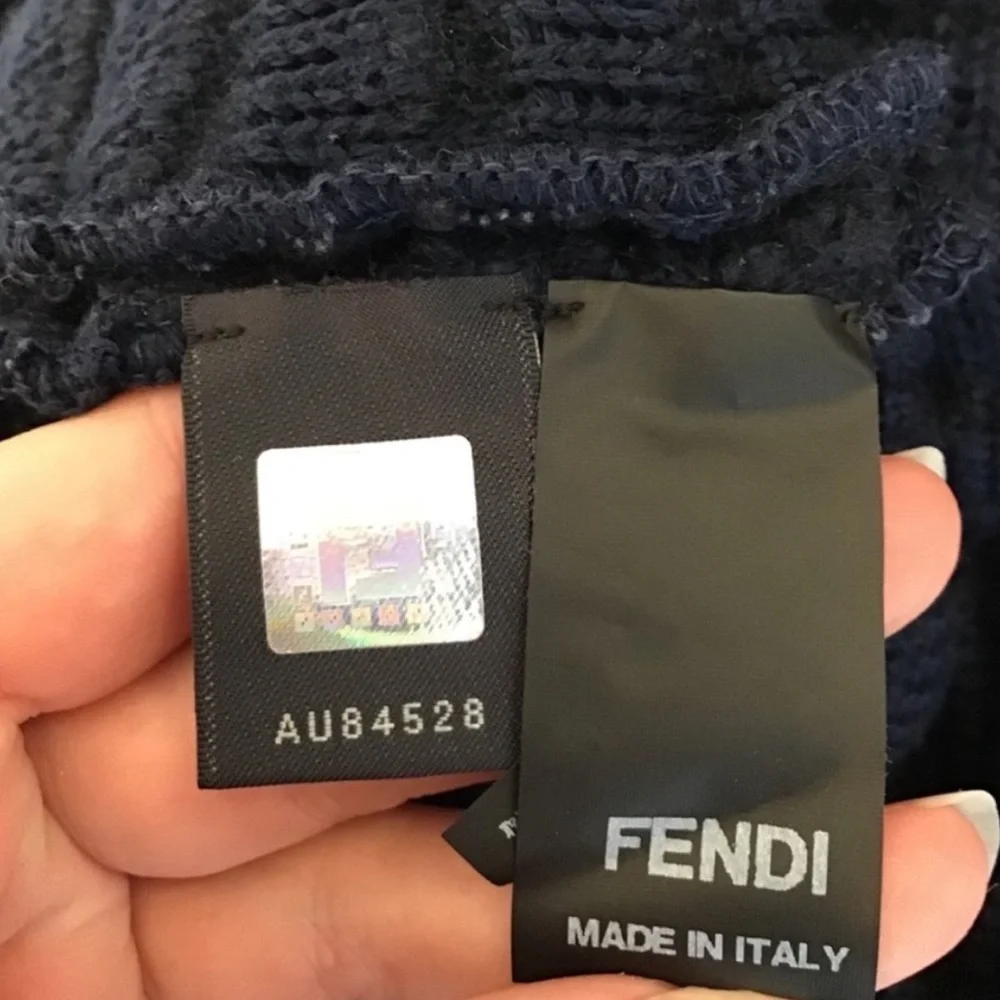 Fendi Cardigan Sweater Ribbed Cashmere Wool Knit